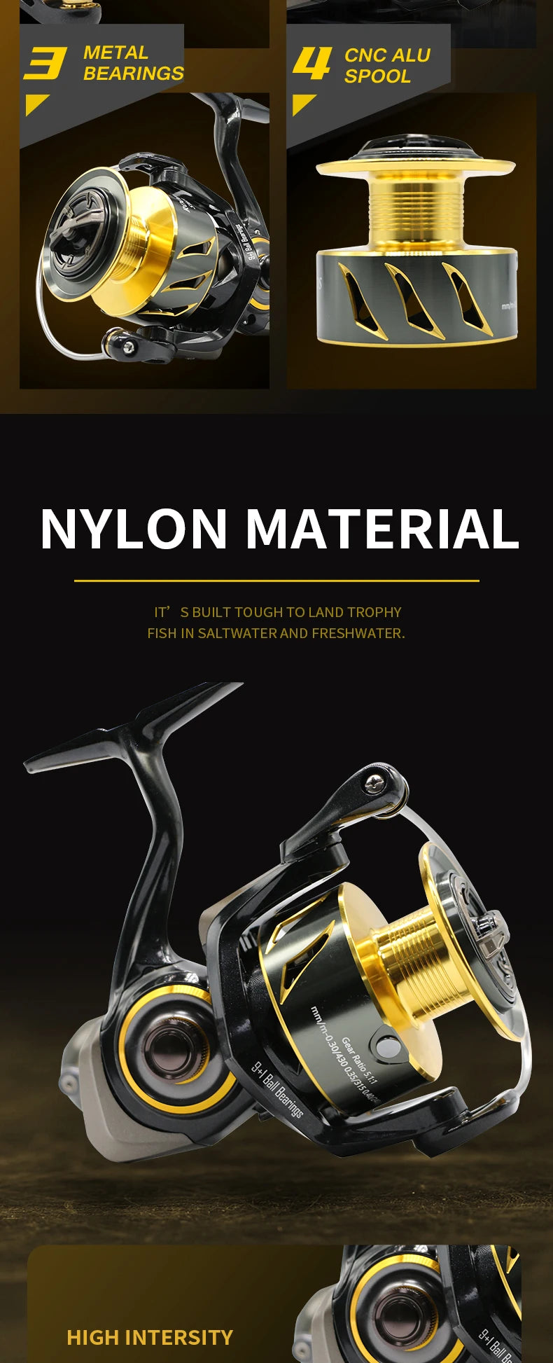 ROOBLINOS SW Spinning Reel Ultralight  Saltwater Surf Reel  5.0:1 9+1 BB Max Drag 12kg Fishing Reels Wheel