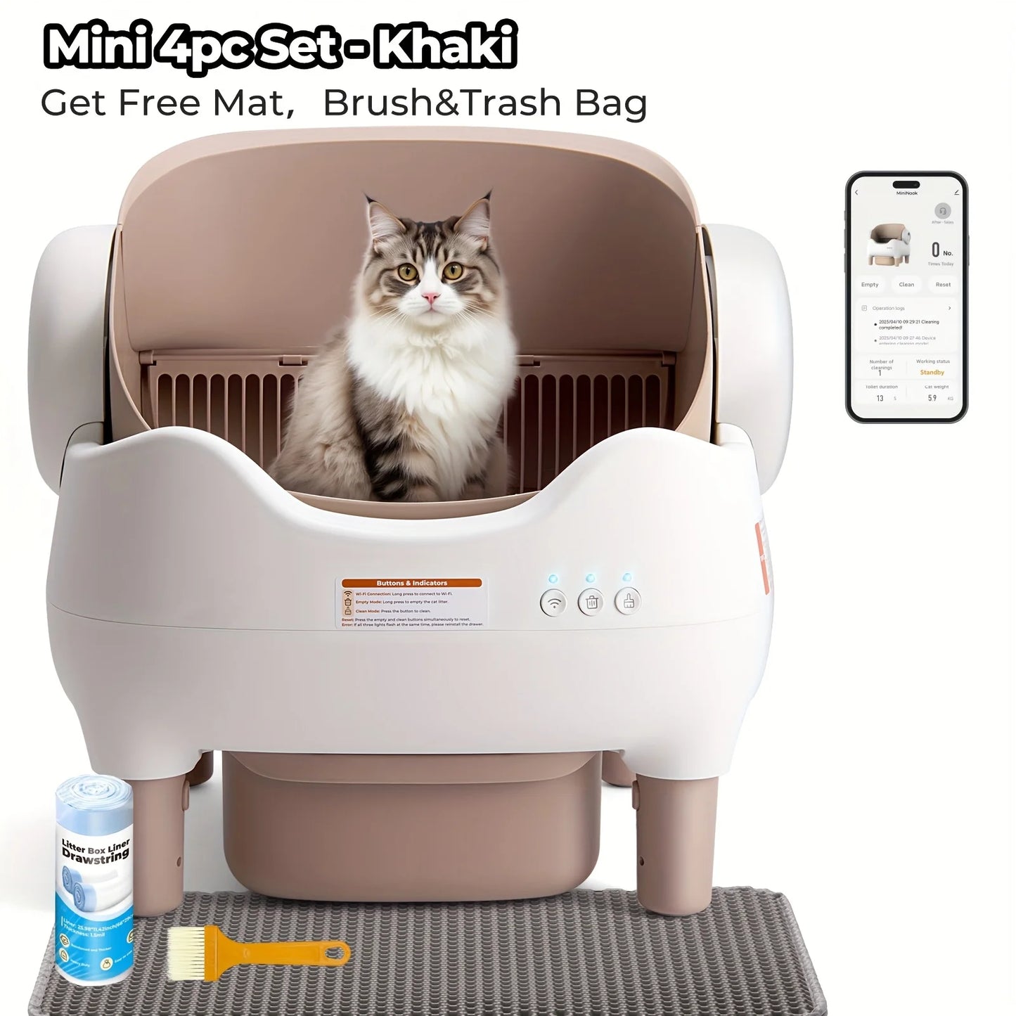 Lunapurr Self Cleaning Litter Box,Large Capacity Automatic Cat Litter Box Self Cleaning for Cats, App Control,Safety Protection