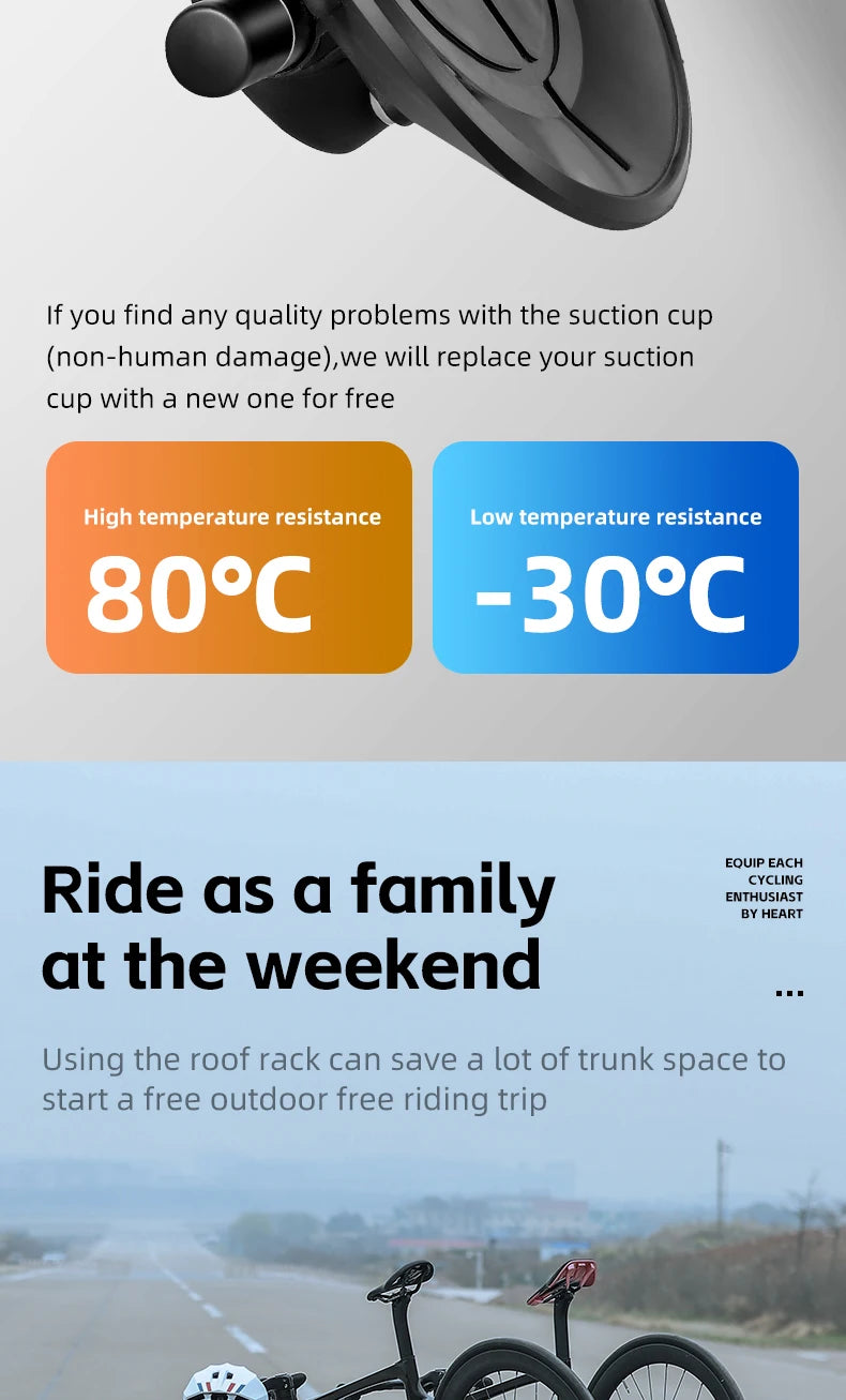 WEST BIKING Car Roof Vacuum Suction Cup Bicycle Racks Cycling Tour MTB Road Bike Quick Release Car Carrier Top Parking Racks