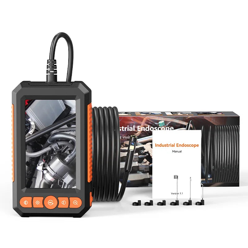 4.3' IPS Screen Endoscope Camera IP67 Waterproof HD1080P Inspection Camera with 8 LED Lights Semi-Rigid Bore Scope forCars Sewer