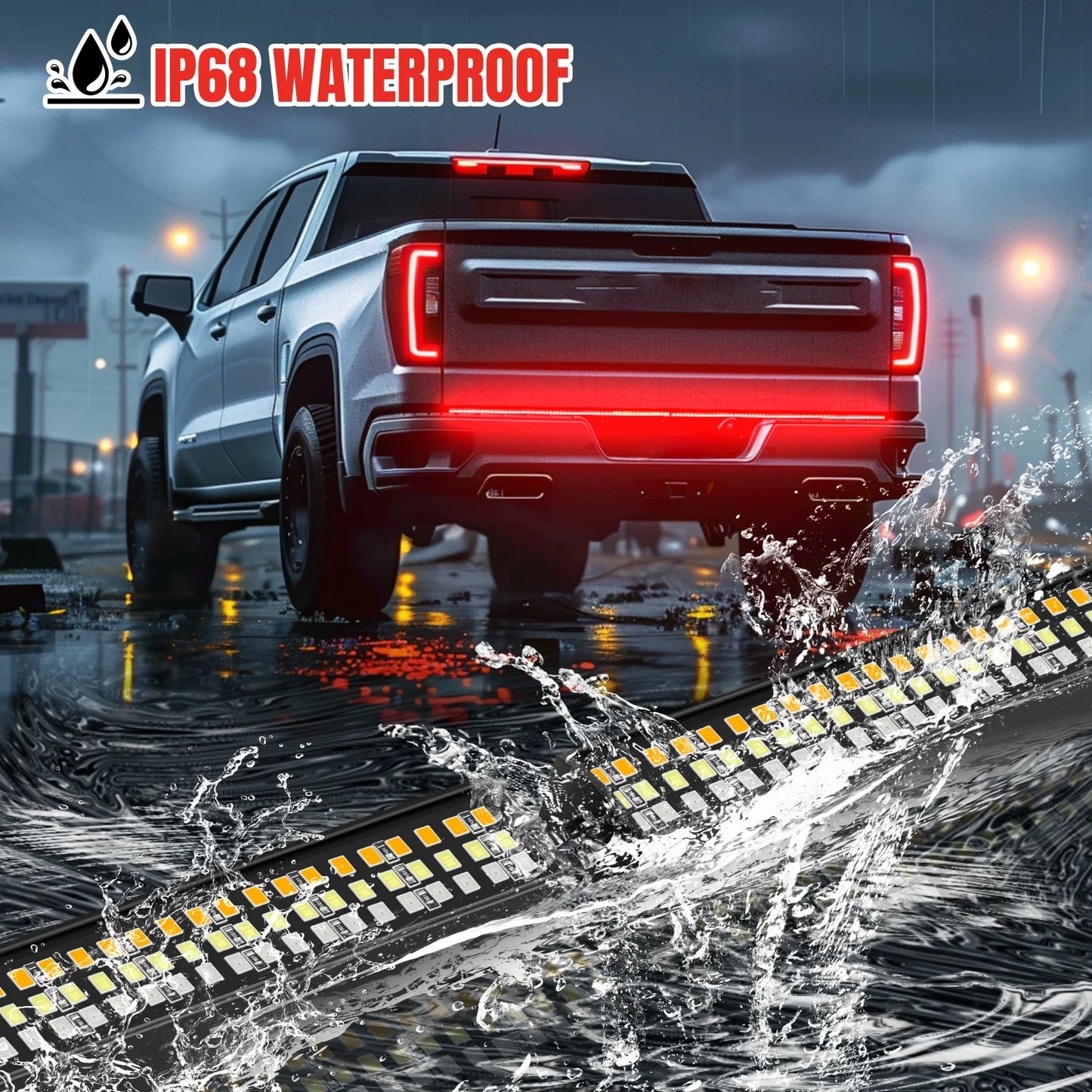 60" Tailgate LED Strip Bar Brake Turn Signal Tail Light LED Tailgate Light Bar Brake Backup Running Strip Led Lights