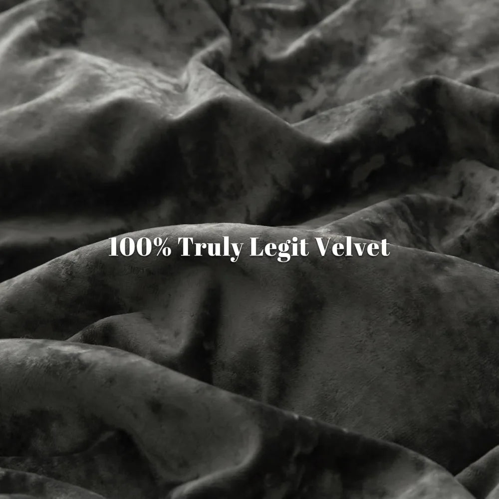 Queen Size Velvet Duvet Cover Set - 3 Piece Ultra Soft Breathable Flannel Comforter Cover Set (Without Filling)