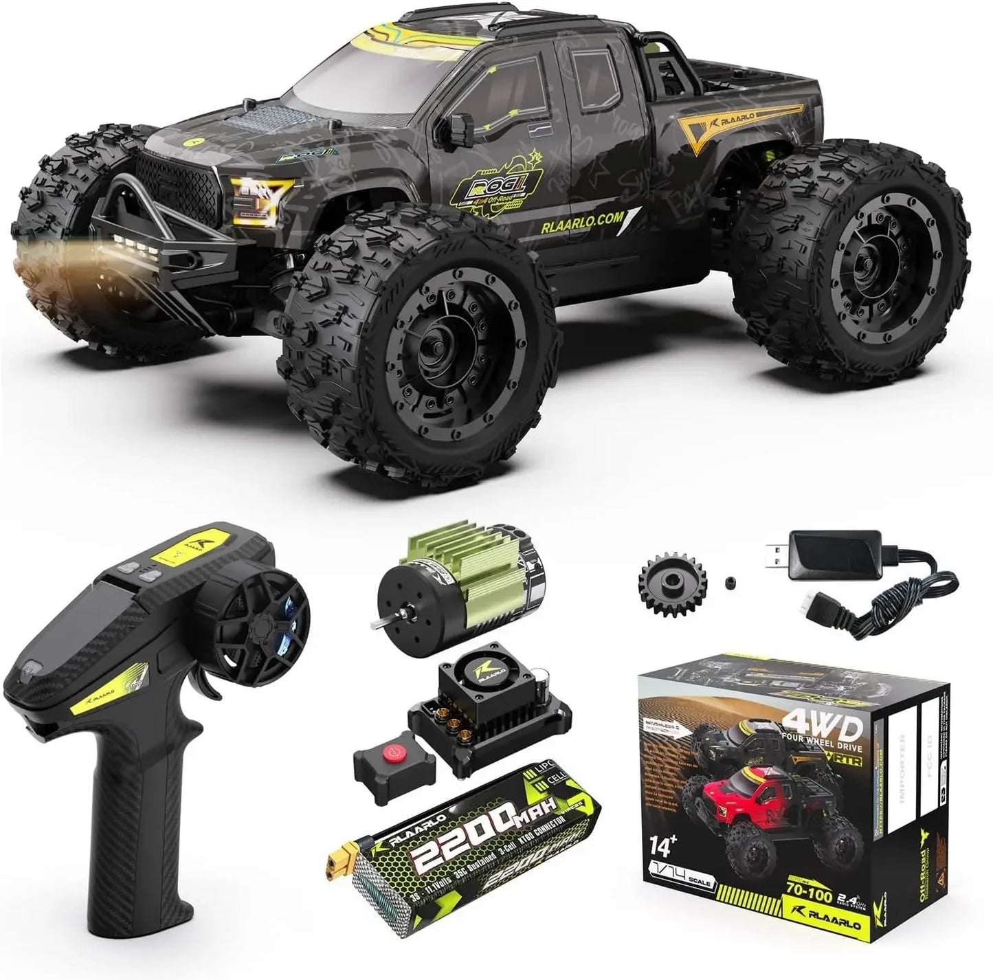 Hot sale.1/14 Brushless Fast RC Cars for Adults, Top Speed 60+ MPH RC Truck, All Terrain Remote Control Car Hobby Off-Road Contr