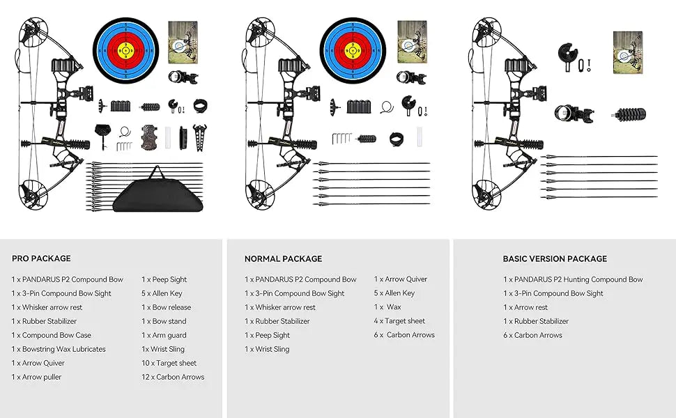 Archery Ready to Hunt Lightweight Compound Bow Package for Adults and Youth，0-50 Lbs Draw Weight,290fps,Limbs Made in USA,with A