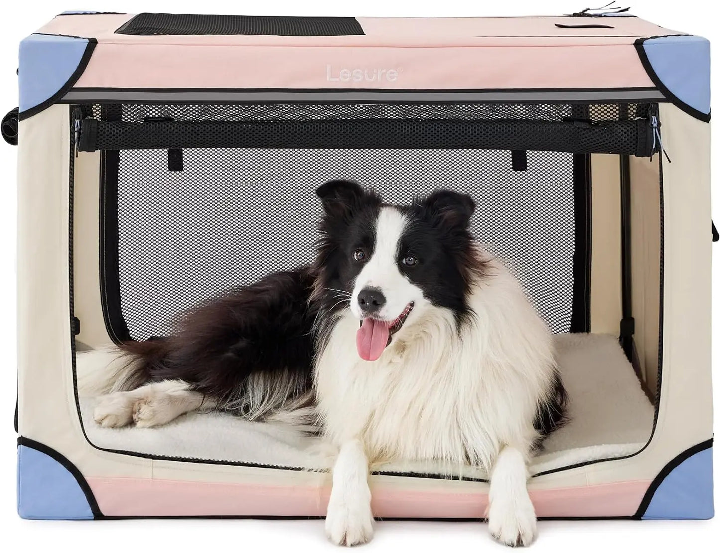 Soft Collapsible Dog Crate - 42 Inch Portable Travel Dog Crate for Extra Large Dogs Indoor & Outdoor, 4-Door Foldable
