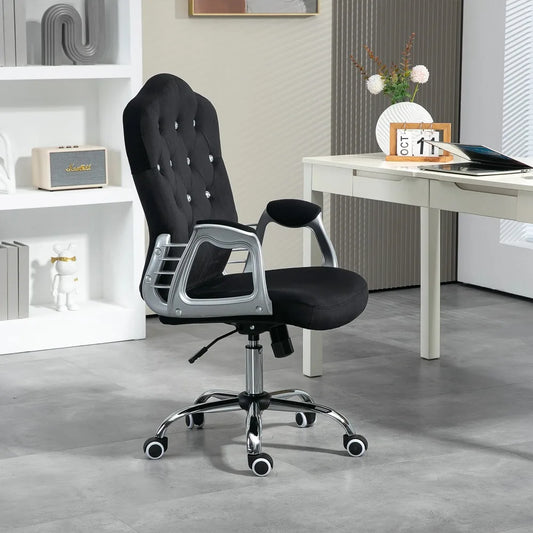 Home Office Chair with Adjustable Height Tilt Function Black