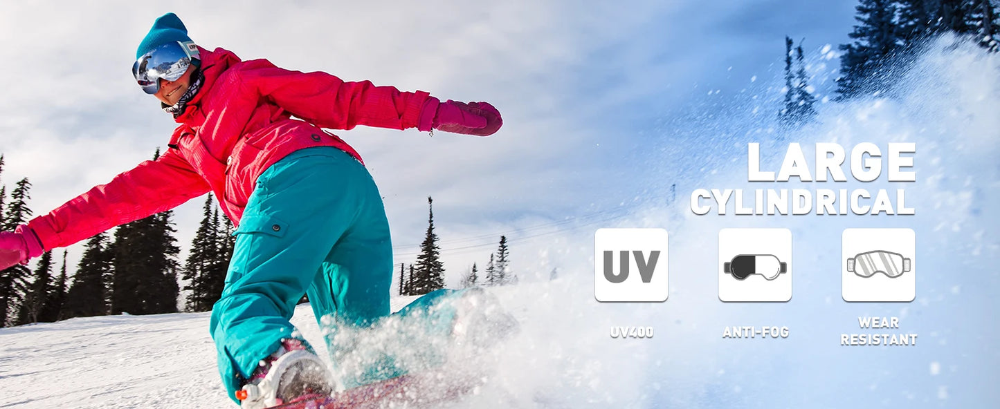 KAPVOE Ski Goggles Double Layers Anti-fog Big Ski Glasses Skiing Mask Snowboard Eyewear Outdoor Men Women UV400 Snow Goggles New