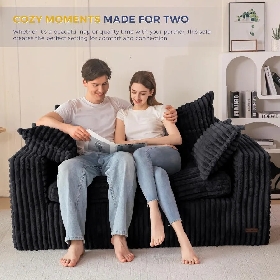 Bean Bag Chair for Living Room Upholstered Loveseat Sofa Couch with Deep Seating Wide Armrests Boneless Couch Sofa in a Box for