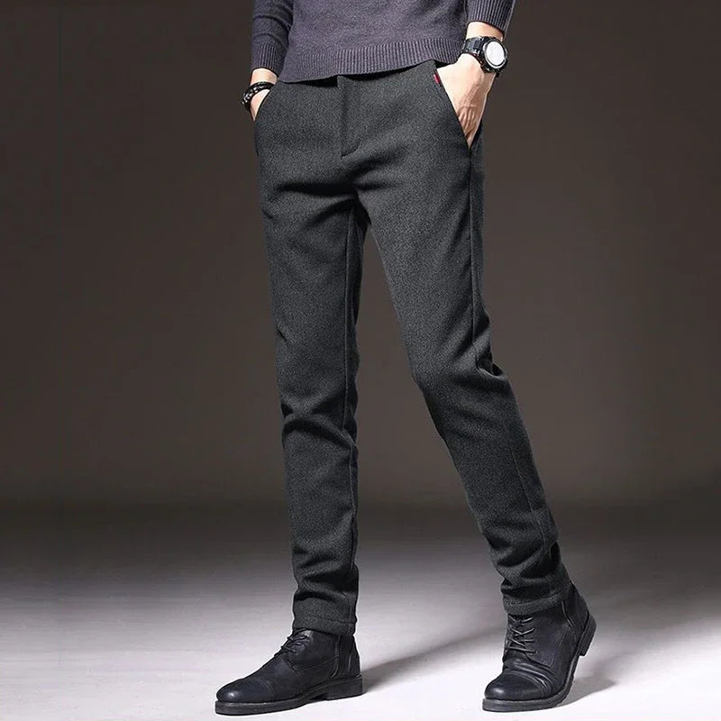 Men's Straight Leg Long Daily Pants Casual Straight Slim Fit Narrow Leg Trousers Stylish Male Suit Work Fashion Blue Gray Pants