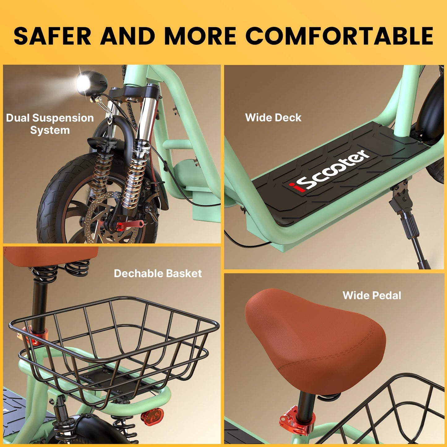 ISCOOTER I12 Adult Electric Scooter 500W Motor E- Scooter 36V 7.5AH Battery Electric Scooter 12 Inch Road Tires Electric Scooter