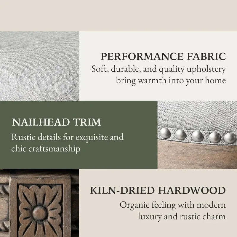 Garden  POPULAR Counter Stool 26 Inches Swivel Stool with Footrest ,Grey Solid Wood Frame & Grey Fabric Upholstery Perfect for K