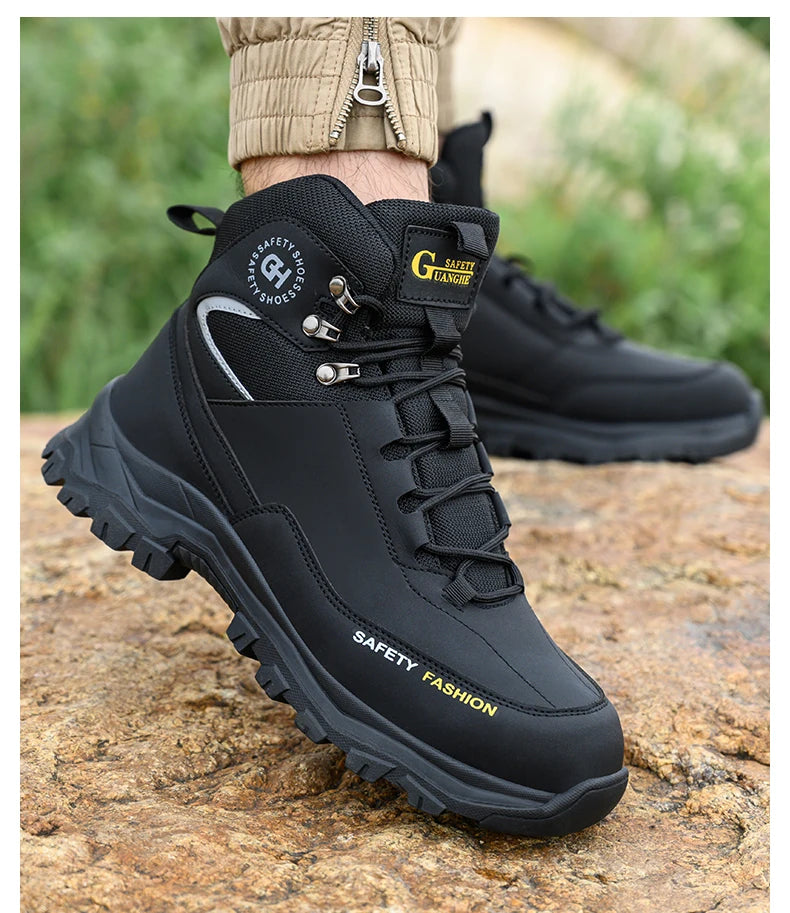 High Top Safety Shoes Men Steel Toe Work Shoes Men Work Safety Boots Anti Smash Safety Indestructible Waterproof Platform Boots
