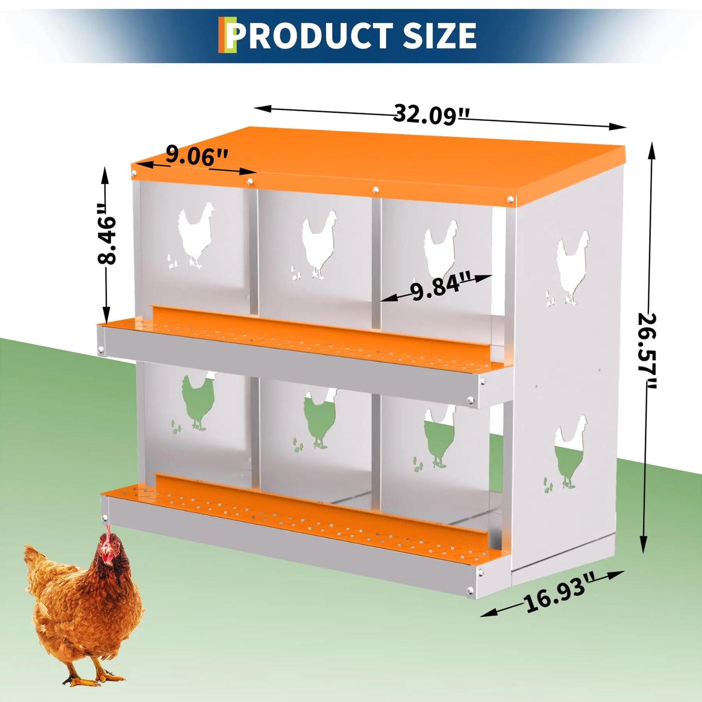 Chicken Nest Box, Chicken Nesting Boxes for Laying Eggs with Ventilation Holes & Anti-Peck Design, Space-Saving Design, Nesting