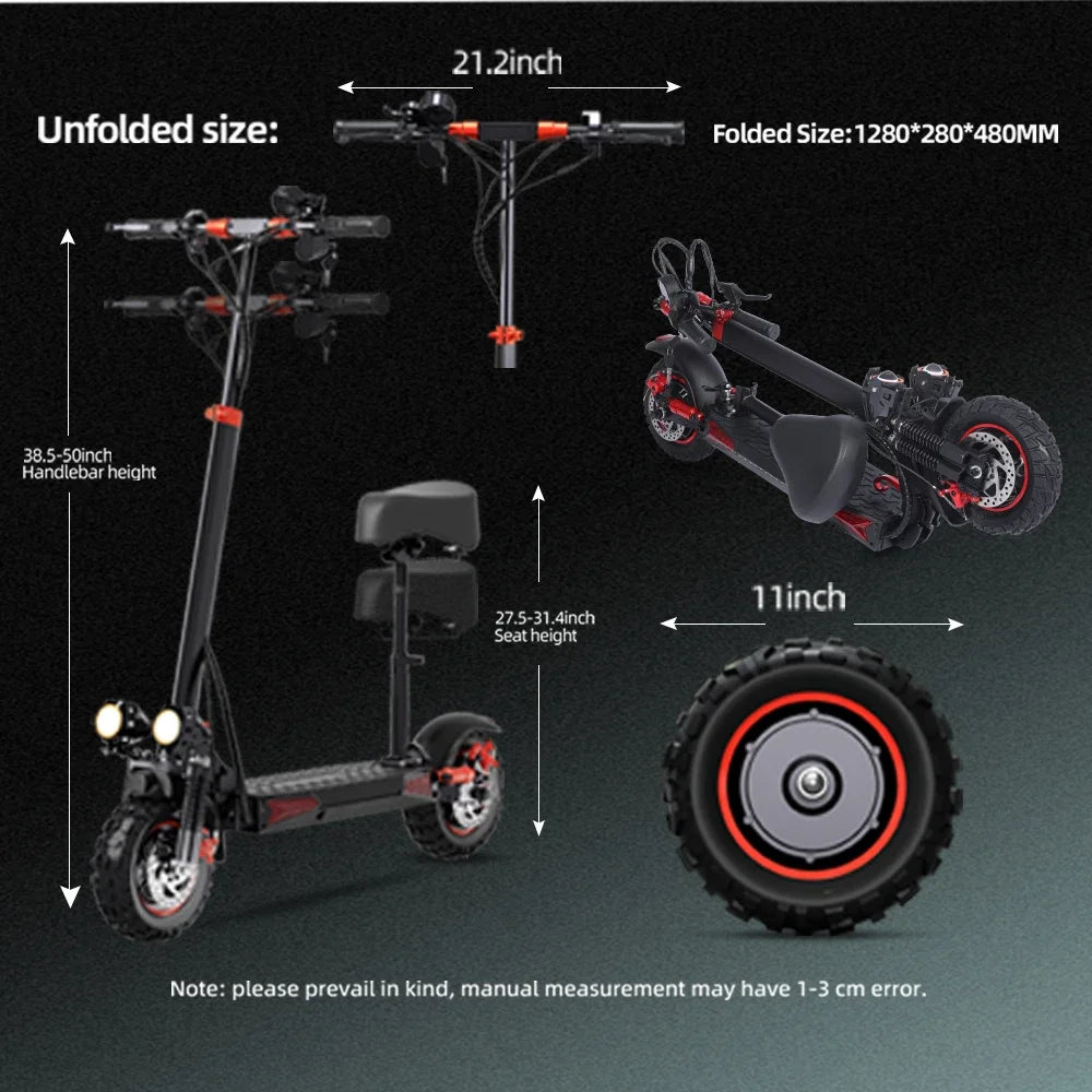 FREEBOY J11 MAX Adult Electric Scooter 1200W Motor 48V 18AH Folding E-Scooter 11 Fat Tire E-Mountain Scooter