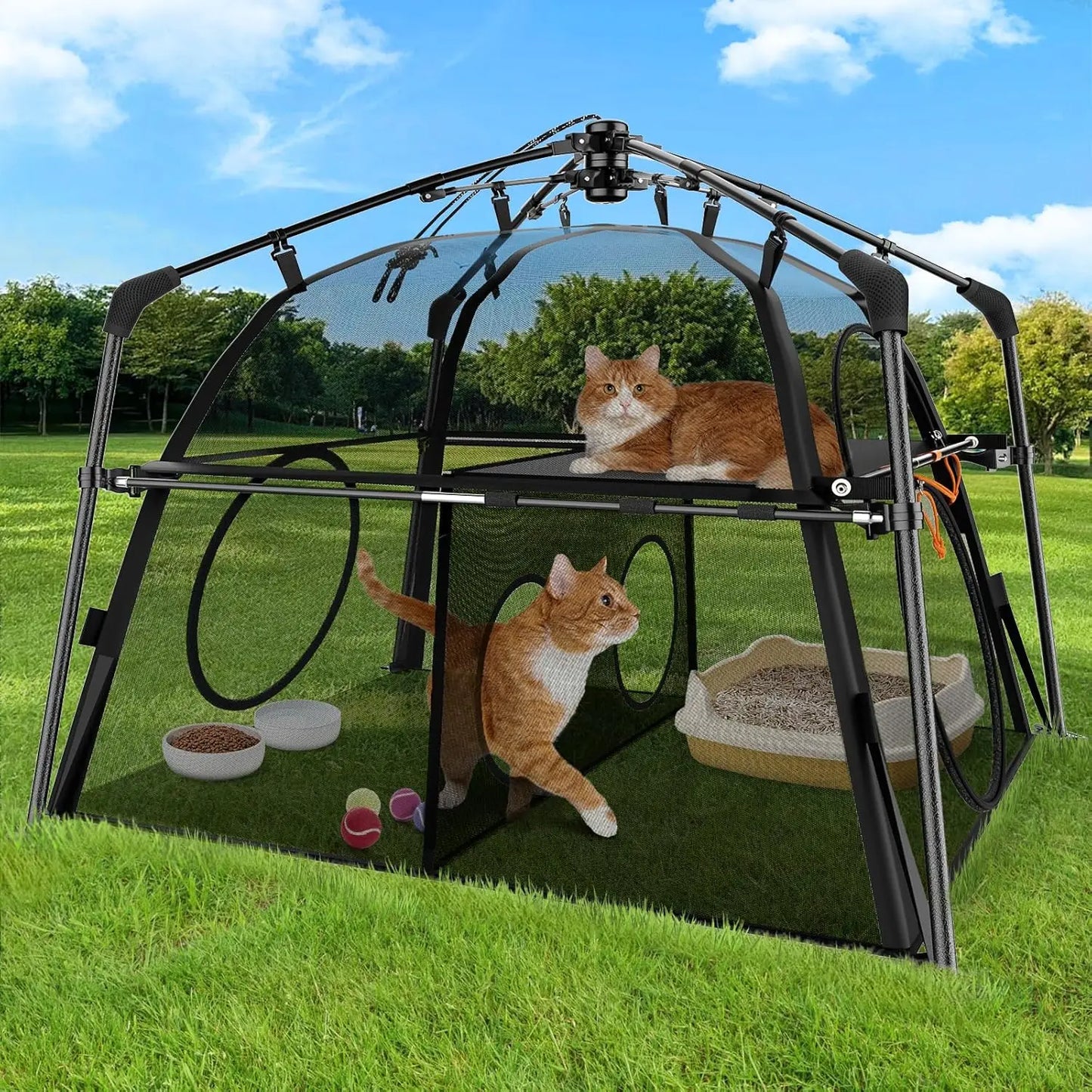 Extra Large Outdoor Cat Enclosure 2-Tier Cat Tent for Patio, Balcony, Indoor & Camping,Foldable Outdoor Cat Playpen