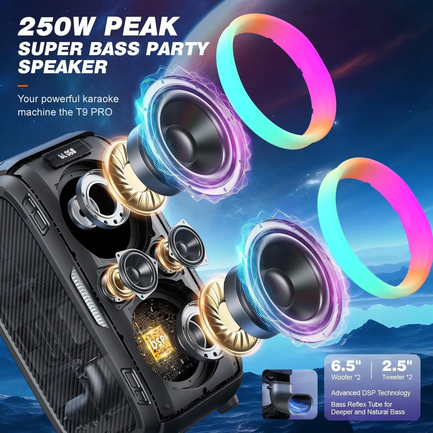 W-KING 250W PEAK Large Bluetooth Speaker Loudest/Massive 120dB/12 Custom Bass, V5.3 Big Party Boombox Portable Speaker Wireless