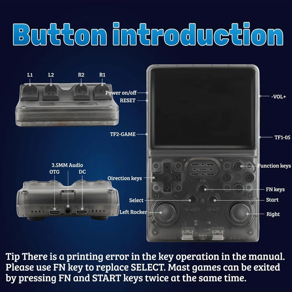 R40S Pro+ Handheld Game Console, 30000 in 1 Games Mini Retro Video Console, 3.5-Inch IPS Screen,256GB TF Memory Memory