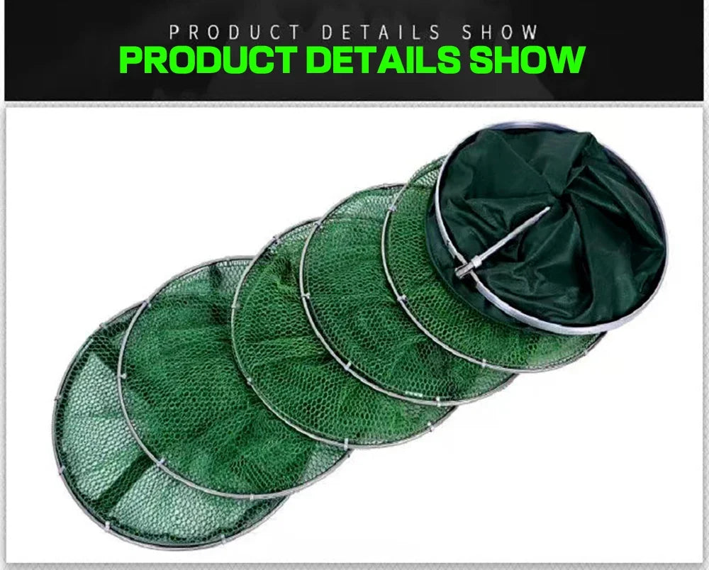 Folding Fishing Net 1.7m 2m 2.5m 3m Shrimp Fish Trap Carp Large Creel Feeder Crab Catchers Surfcasting Accessories Cast Network