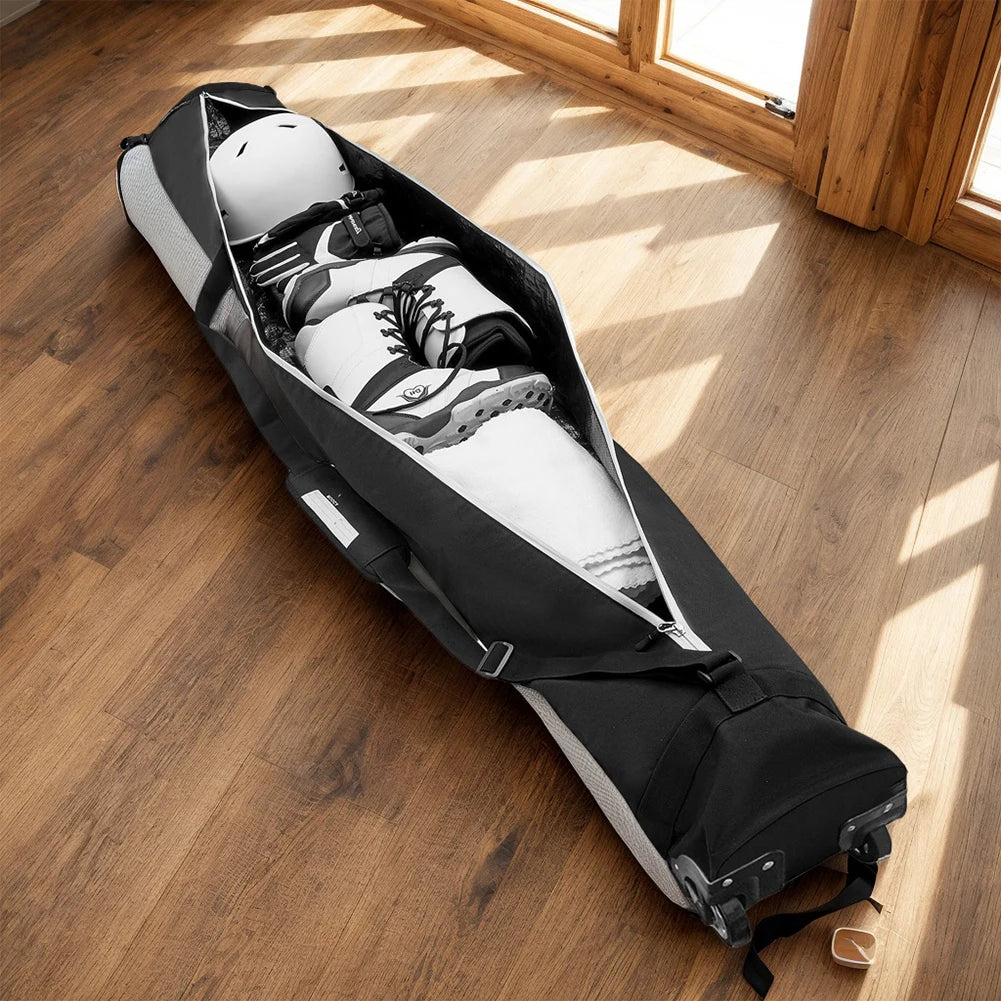 Snowboard Bag with Wheels Ski Travel Bag Heavy Duty Snowboard Carrying Case Adjustable Length Waterproof for Outdoor Skiing