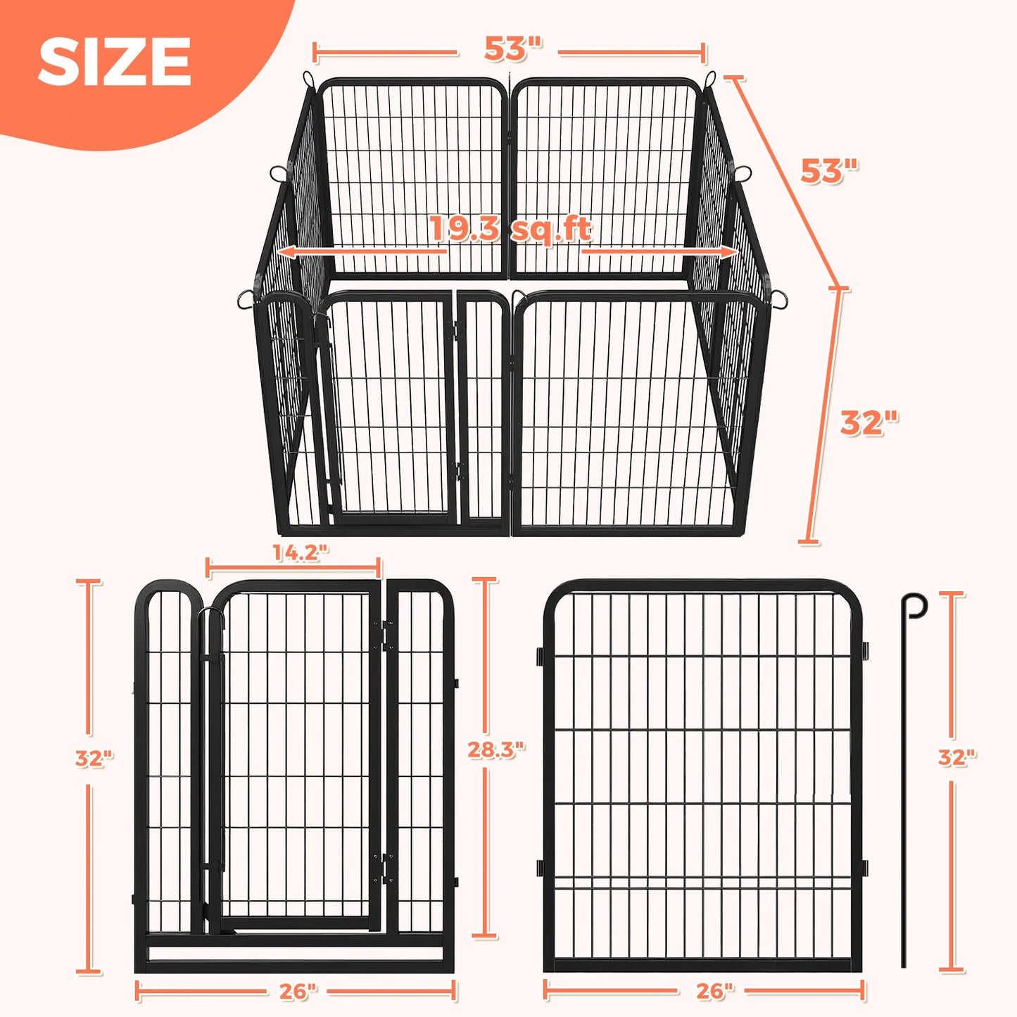 Heavy-Duty Metal Puppy Playpen – 24"/32"/40" Options, 8/16 Panels, Ideal for Indoor Use & Outdoor (RV Camping, Yard, Garden)