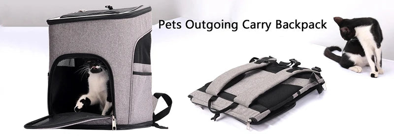 Pet Cat Backpacks Breathable Outdoor Cat Carrier Shoulder Bag for Small Dogs Cats Portable Travel Folding Backpack Pet Supplies