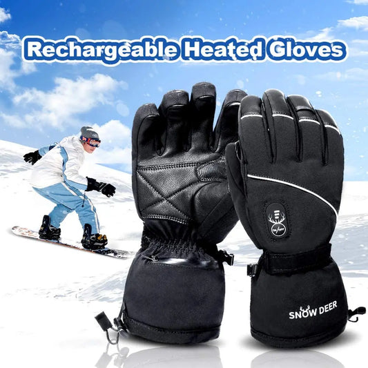 Winter Thermal Electric Heated Skiing Gloves Warm Men Women Touch Screen Rechargable Electric Heating Gloves Motorcycle 2022