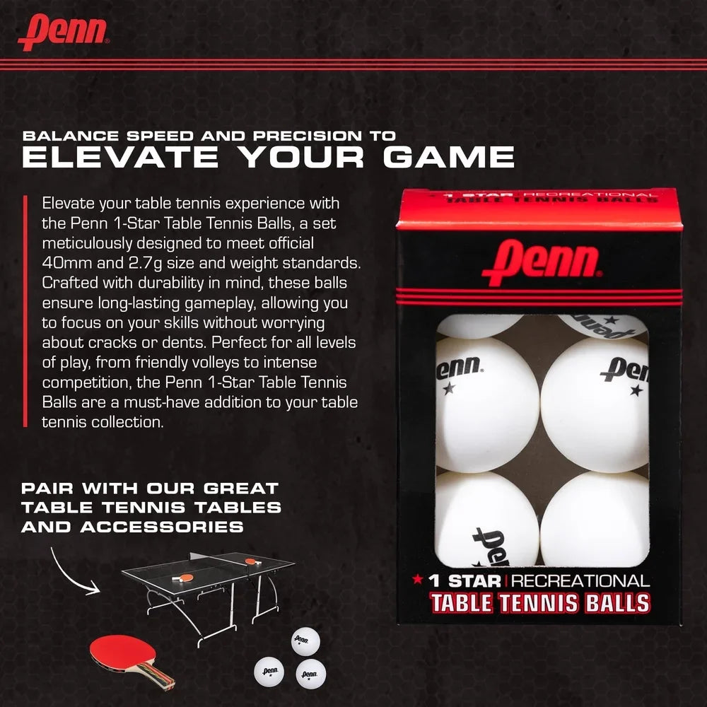 Official 1-Star Table Tennis Balls Set of 36 Durable High Visibility Ping Pong Balls Recreation and Competition