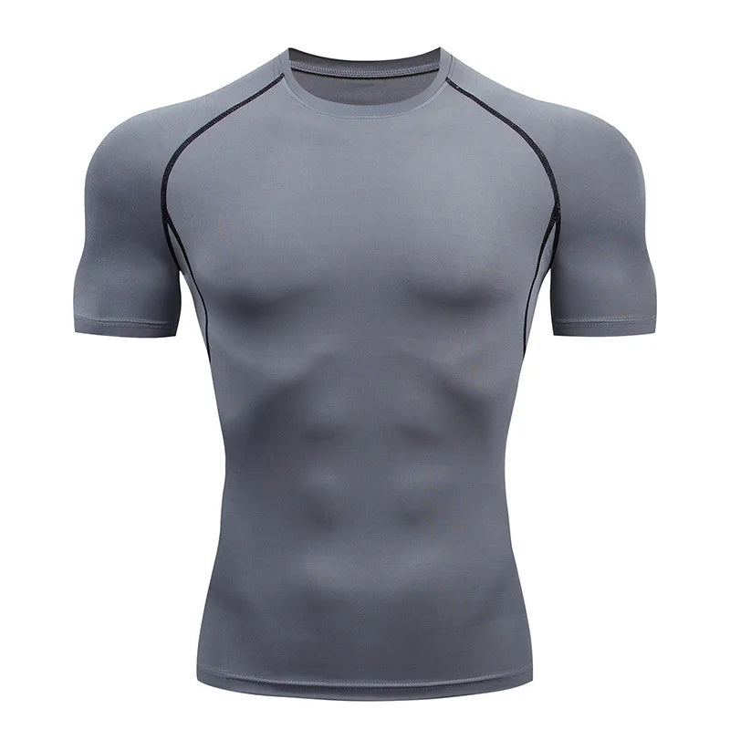 Men Short Sleeve t-Shirt Quick Dry Compression Shirts Fitness Gym t-Shirts Sport Bodybuilding Shirt Running Football Tee Shirts