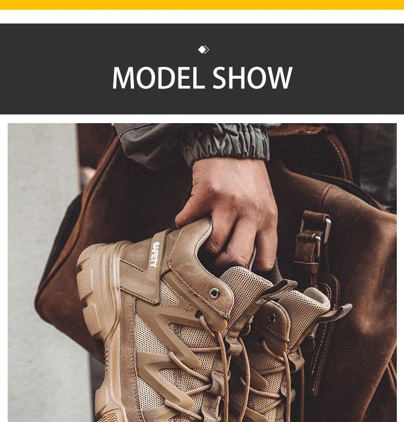 Composite Toe Work Boots Mens Puncture-Proof Midsole Non-Slip Breathable & Comfort Fit for Warehouse Use Anti-smash Work Boots