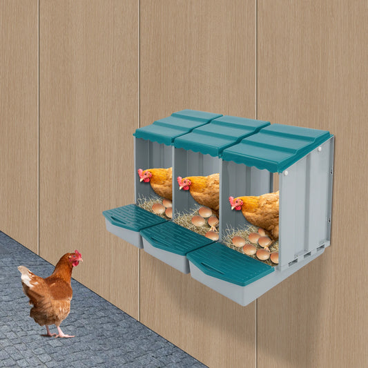 3-Compartment Chicken Nesting Box Chicken Laying Box with Egg Collection
