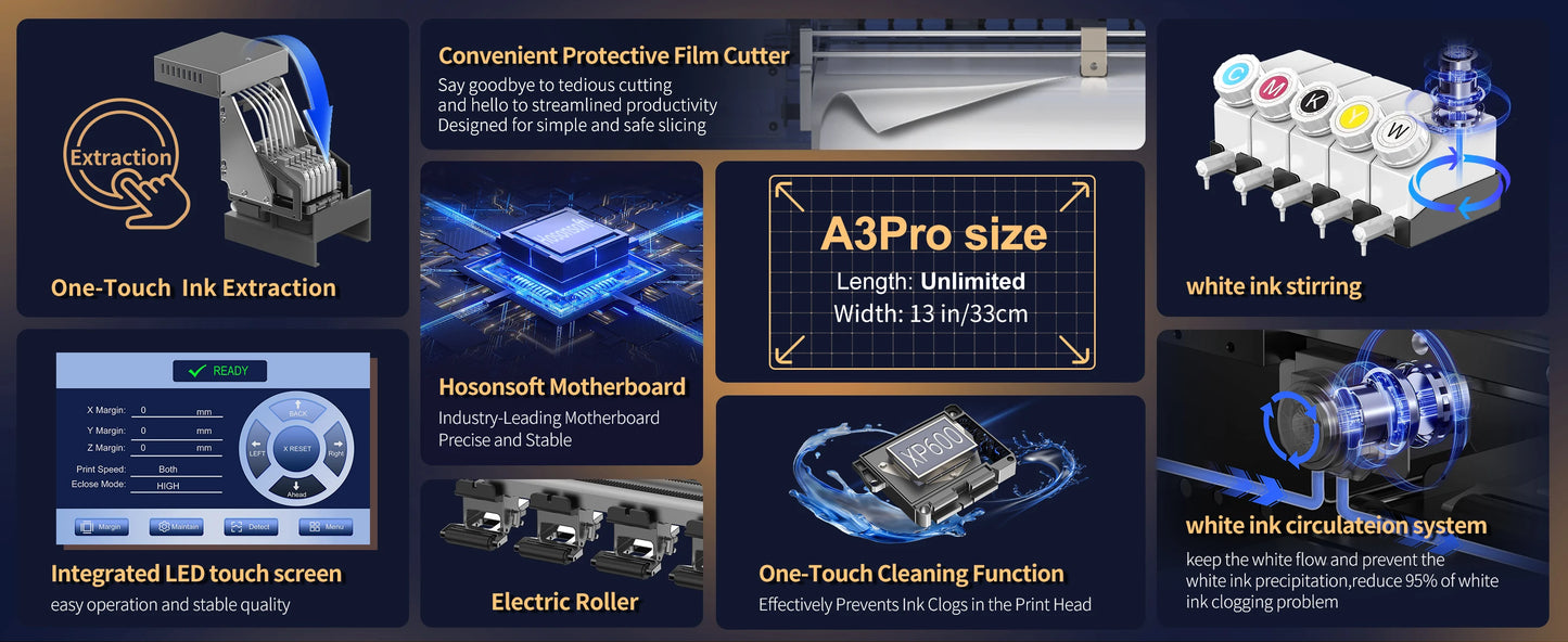 Colorsun A3 DTF Printers For Epson XP600 Impressora A3 DTF Printing Machine Drect to Film A3 DTF Printers For T-Shirt Hoodies