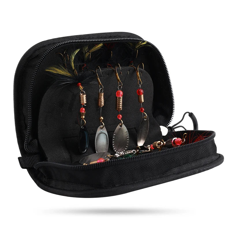 Outdoor Portable Fishing Bag Large Capacity Canvas Zipper Sequins Spoon Lure Bait Tackle Box Fishhooks Hand Spinner Storage Case
