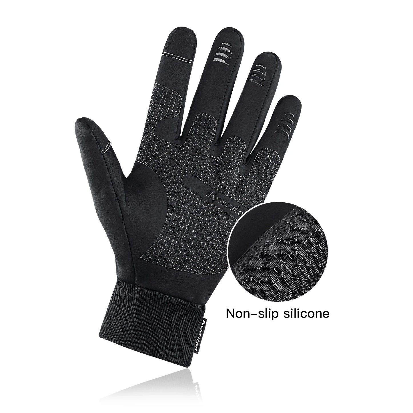Full Fingers Men Winter Waterproof Cycling Gloves Outdoor Sports Running Motorcycle Ski Touch Screen Fleece Gloves Non-slip Warm