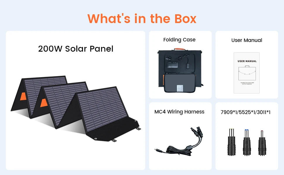 2400W /1600W / 500W Portable Power Station, 2048Wh / 1024Wh /345Wh Lifepo4 Battery with 400W / 200W / 100W Foldable Solar Panel