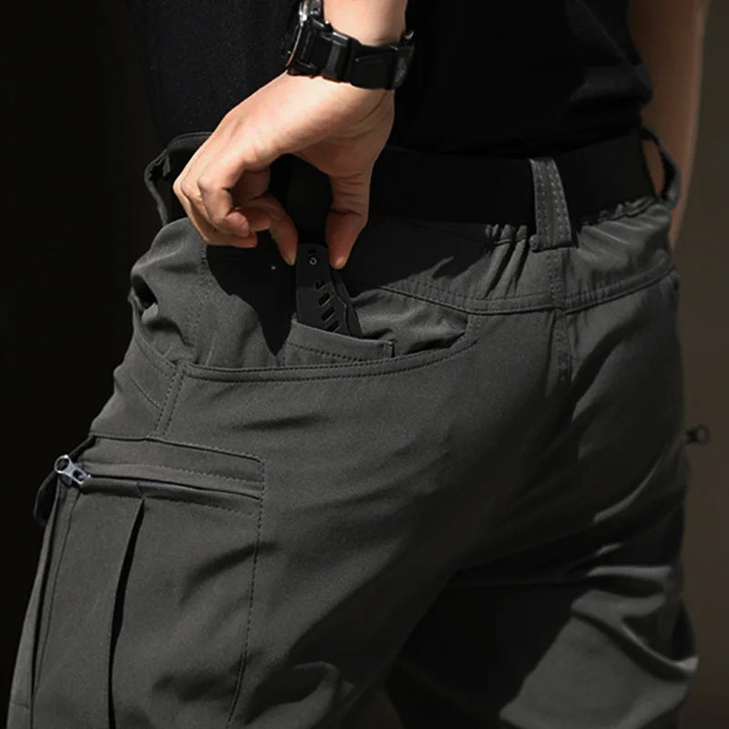 Men Fashion Cargo Pants Solid Color Multi-Pockets Waterproof Trousers Fall Casual Jogger Pants Sweatpants