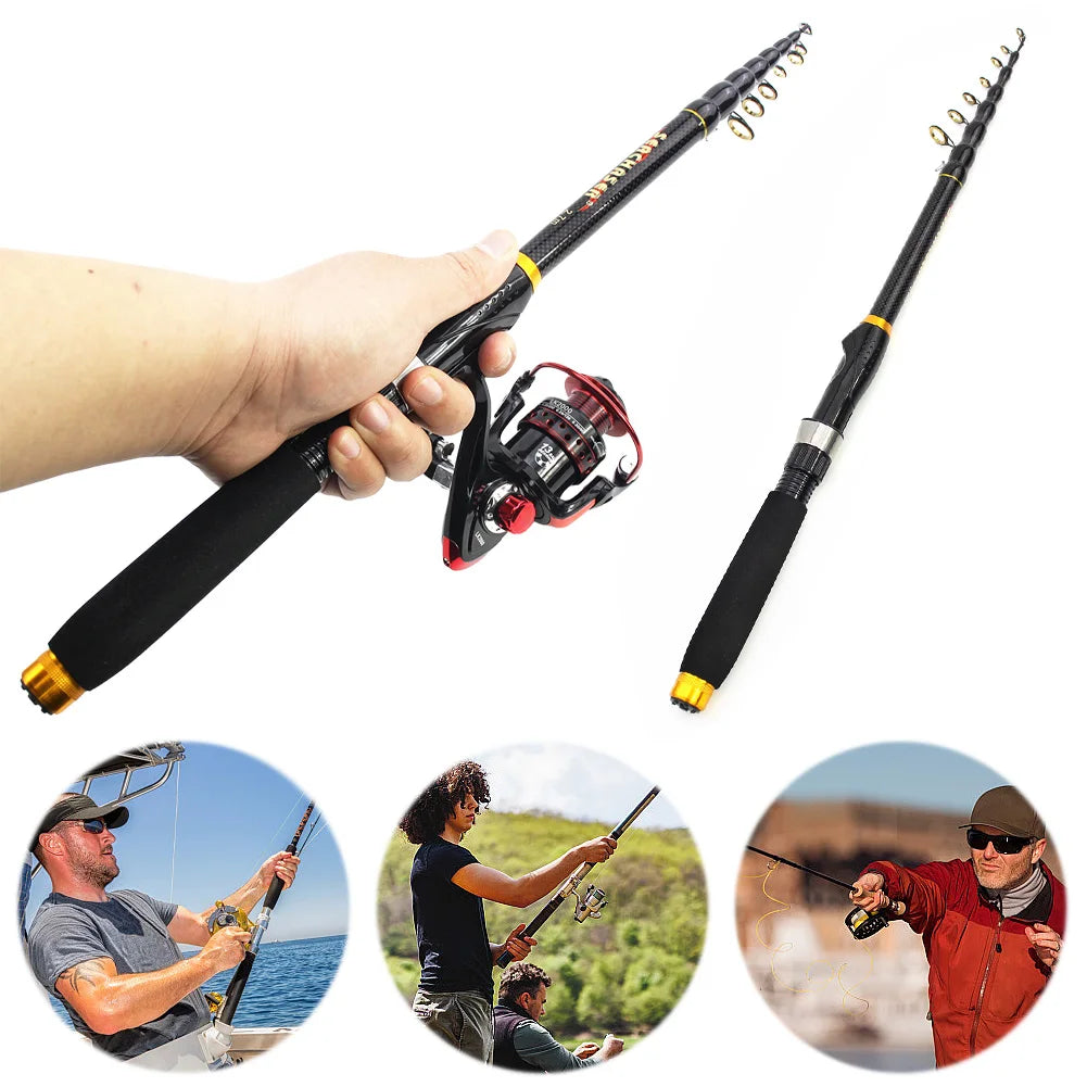 1.8m/2.1m Fishing Rod Portable Ultra Short Sea Rod Carbon Shrink Mini Long Casting Fishing Accessories Carbon Fiber Material