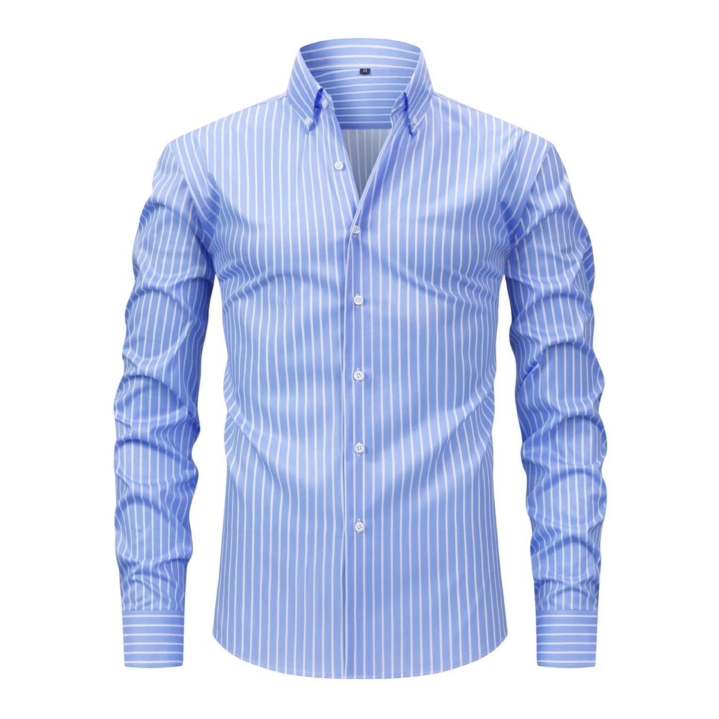 Men s Classic Striped Shirt with Long Sleeves and Turn Down Collar Perfect for Spring and Autumn Casual Wear Featuring Button