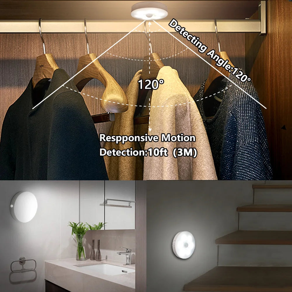 Night Light USB Motion Sensor Charging Round Energy-saving Led Lamp Bedroom Light Corridor Home Bathroom wall lights night light