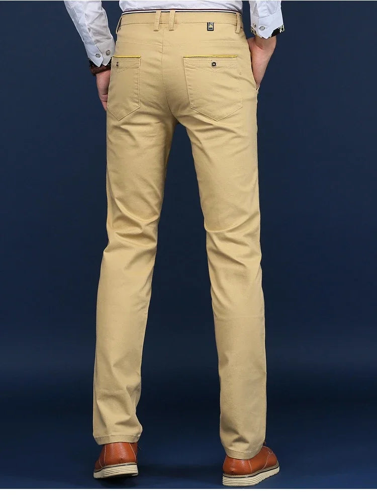 Classic Style Men Spring Summer Thin Casual Pants Fashion Business Cotton Solid Color Office Trousers High Quality Men Trousers