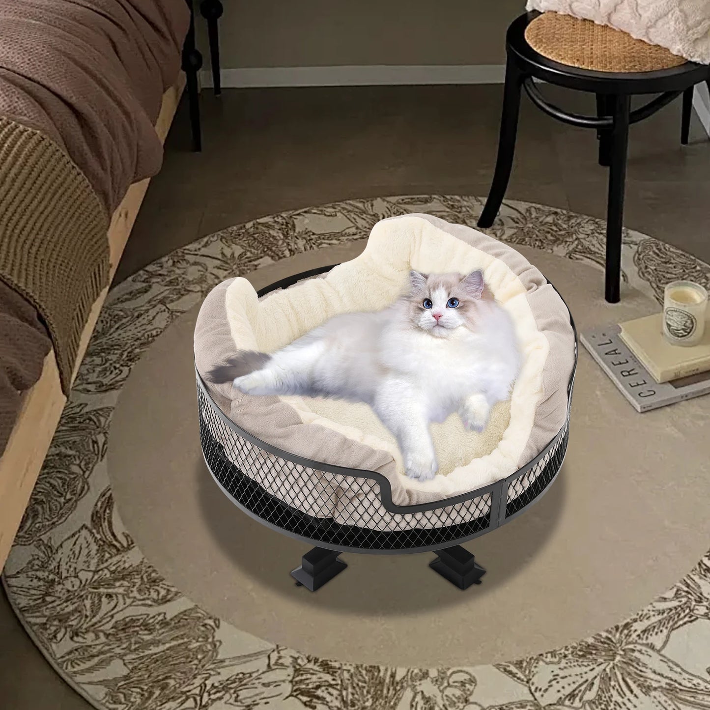 Portable Stainless Steel Elevated Cat Desk Bed 22.05 Lbs Weight Capacity Or Small Cats And Dogs