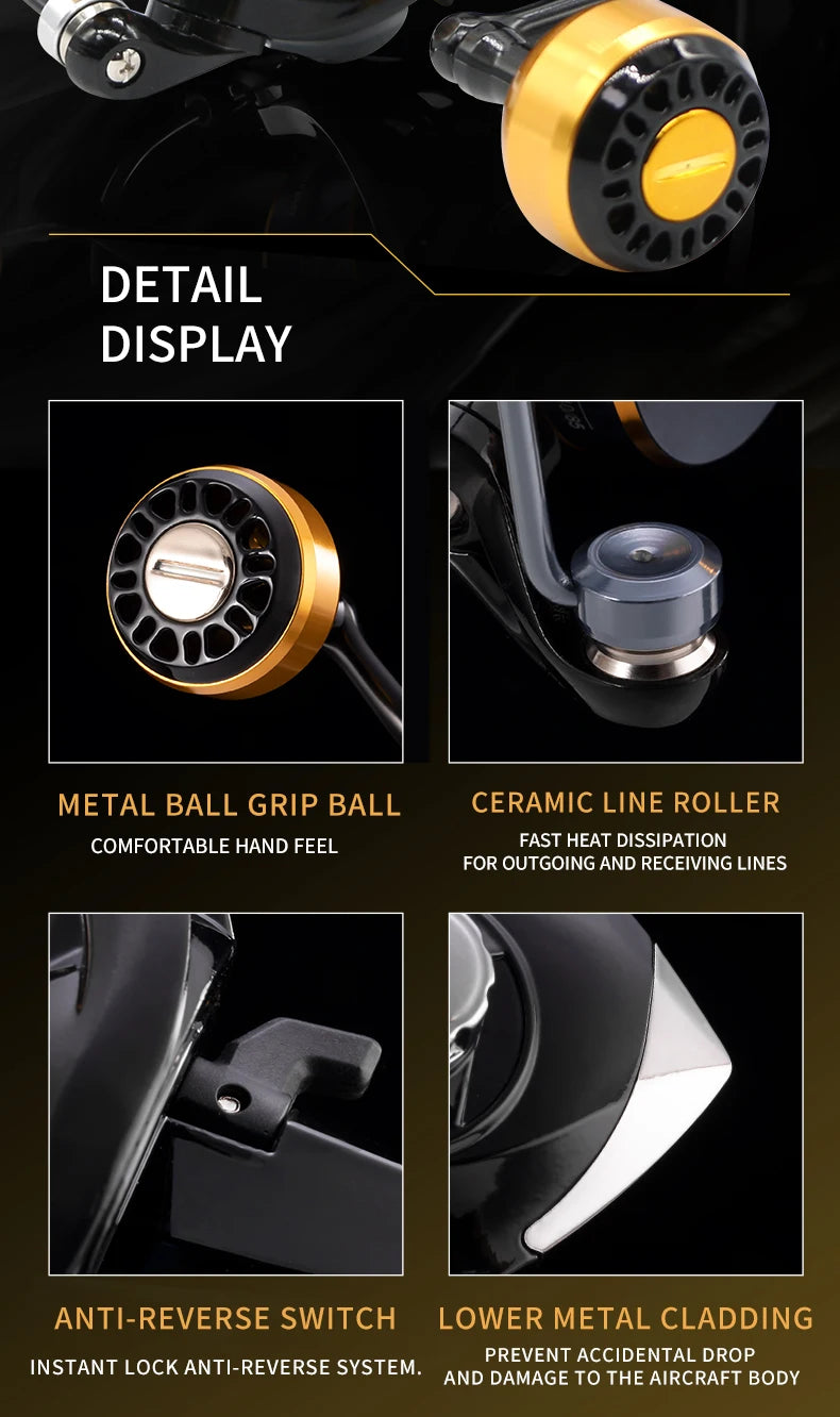 NX Fishing Reel Spinning Reel Metal Reel Cup 10KG Max Drag Power Spinning Wheel High Speed Adapt to Any Water Body