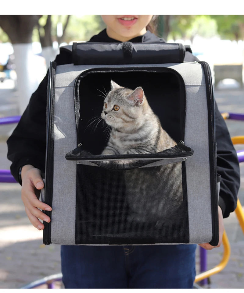 Pet Cat Backpacks Breathable Outdoor Cat Carrier Shoulder Bag for Small Dogs Cats Portable Travel Folding Backpack Pet Supplies