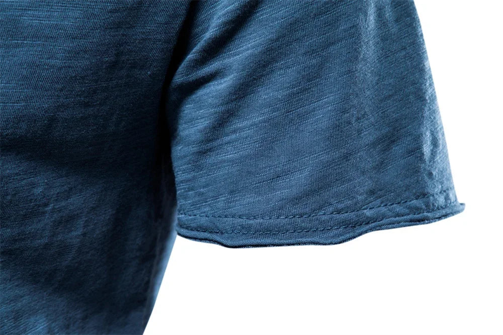 Brand Quality 100% Cotton Men T-shirt V-neck Fashion Design Slim Fit Soild T-shirts Male Tops Tees Short Sleeve T Shirt For Men