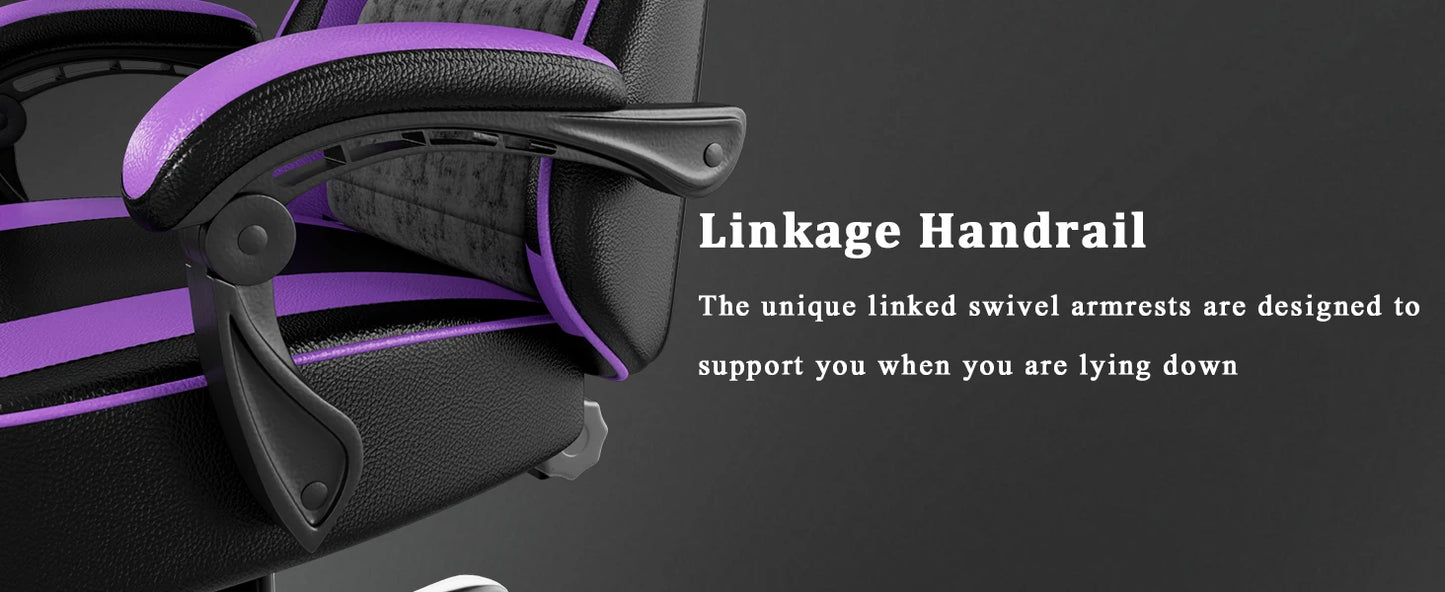 Gaming Chair with Pocket Spring Cushion and Footrest, Ergonomic Computer Chair for Adults, Breathable PU Leather Game Chair, Adj