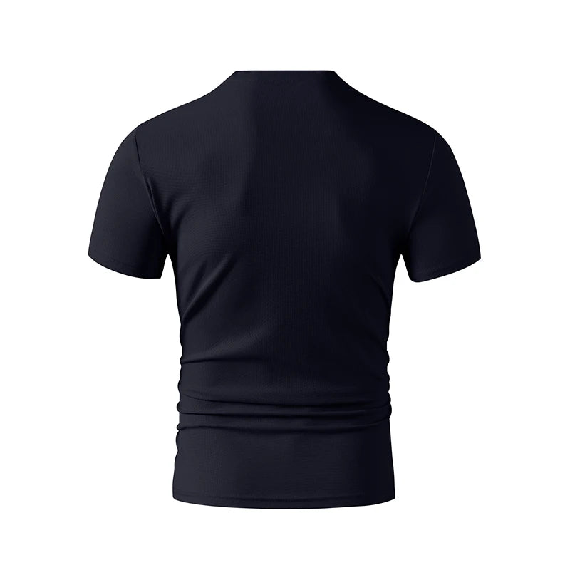 2025 New Men's Casual Fashion Simple V-neck Short Sleeved T-shirt Summer Comfortable Breathable Versatile Top