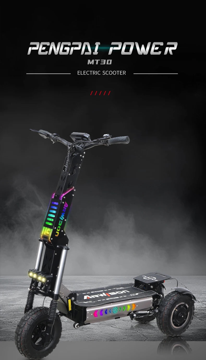 ARWIBON MT30 Adult Electric Scooter 6000W Motor 60V27AH Folding Tricycle E-Scooter 13 Fat Tire E-Mountain Scooter