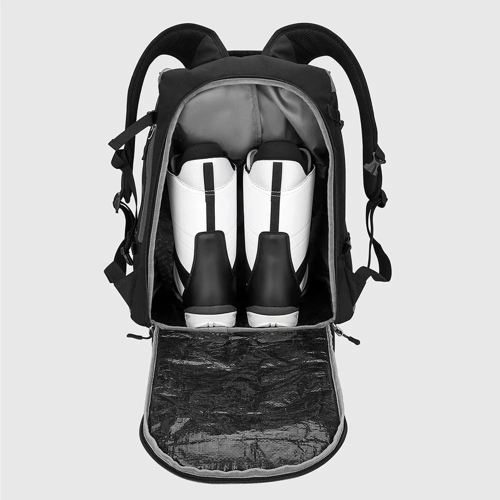 65L Ski Boot Backpack Large Capacity Oxford Cloth Helmet Clothing Rucksack Boots Helmet Clothing Storage Bag for Hiking Climbing