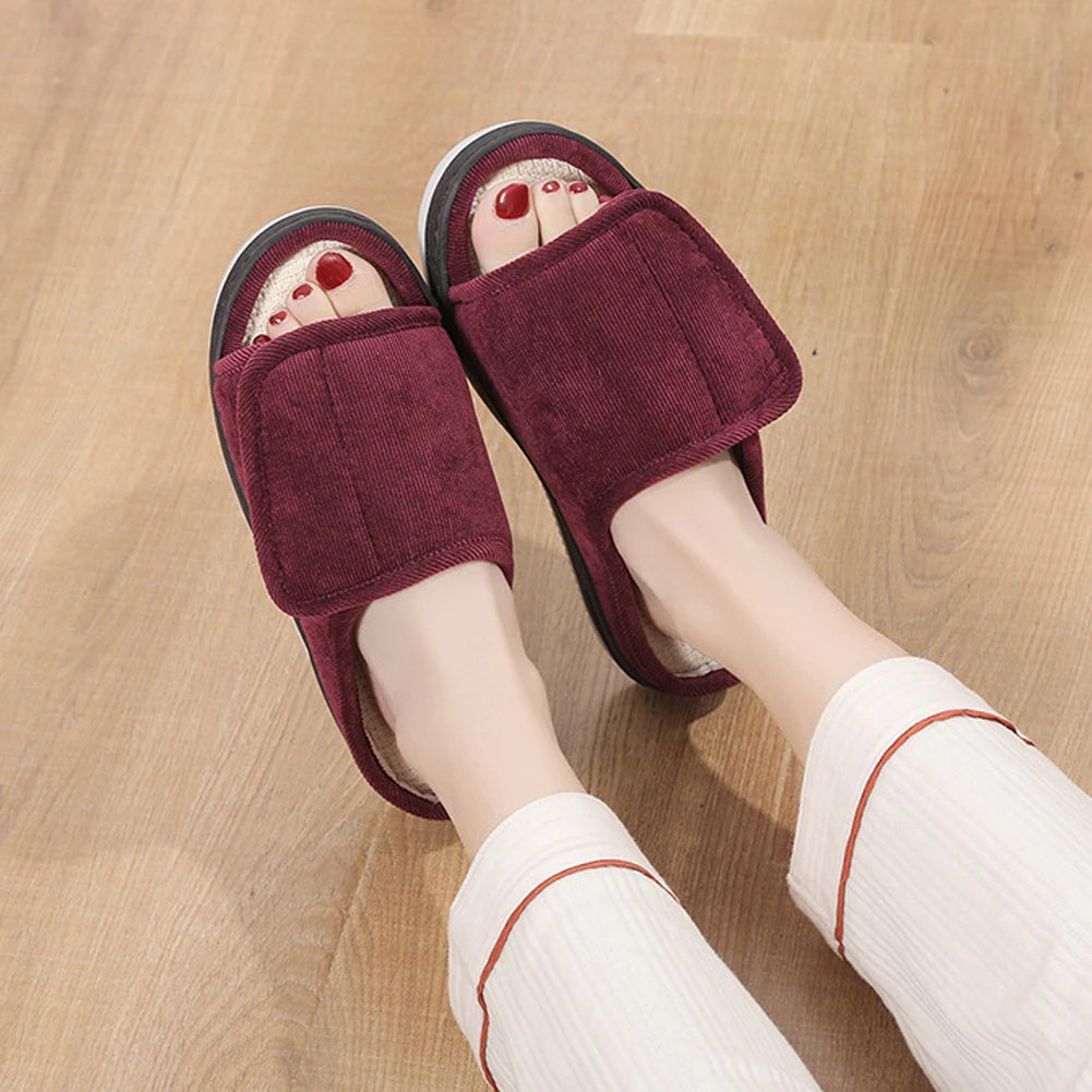 Men Women's Diabetic Slippers Open Toe Slide Slippers with Rubber Sole Swollen Feet Slippers for Indoor Outdoor