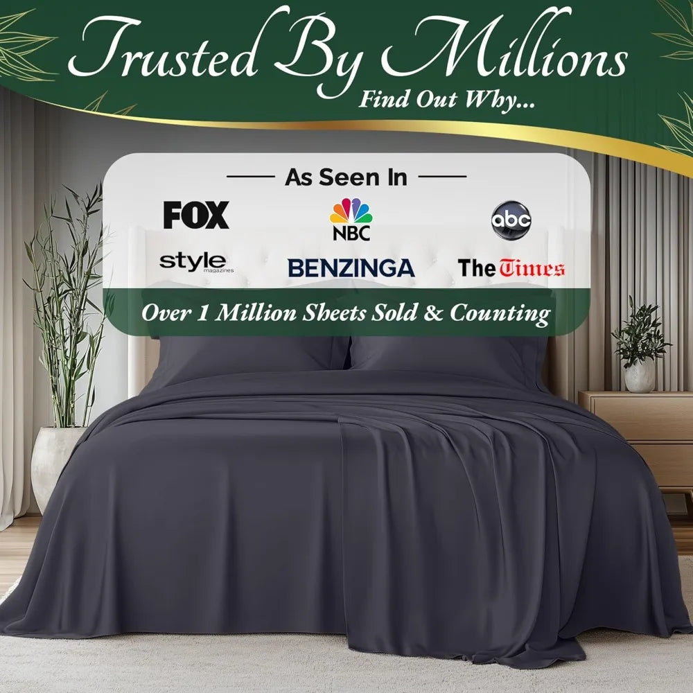 DECOLURE 100% Viscose Derived from Bamboo Sheets King Size 6pcs - Ultra Soft & Luxuriously Cooling, 17 Deep Pocket, Double Stitc