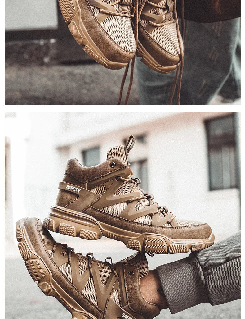 Composite Toe Work Boots Mens Puncture-Proof Midsole Non-Slip Breathable & Comfort Fit for Warehouse Use Anti-smash Work Boots